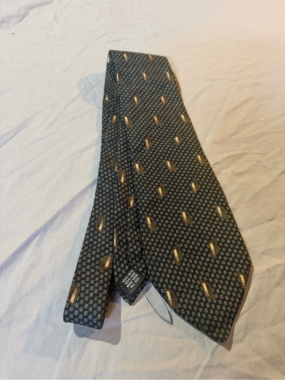 Kasper Black Tie with Gold Diamond Accents